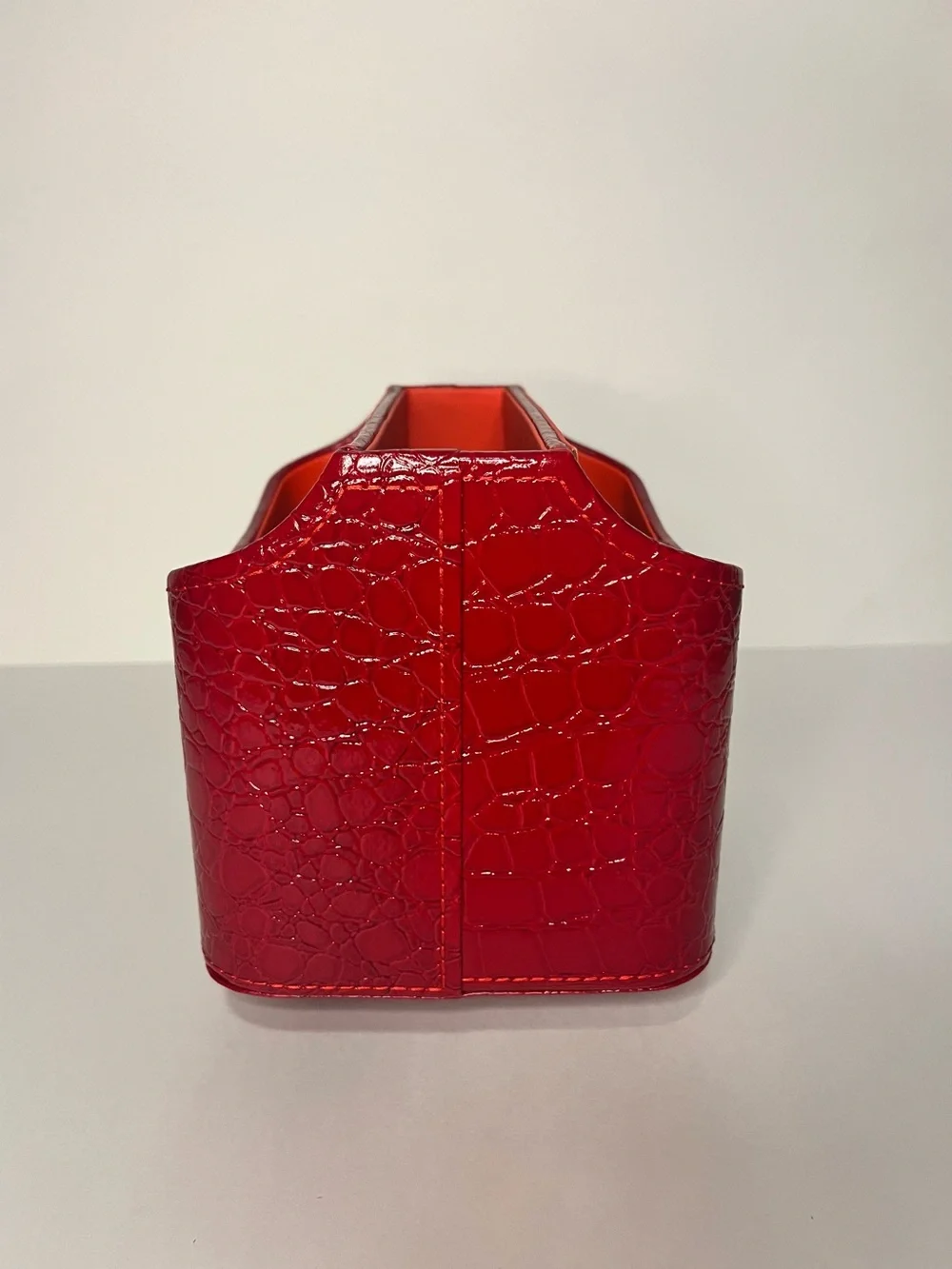 UnionBasic 360 Rotating Desk Organizer Red Crocodile Faux Leather